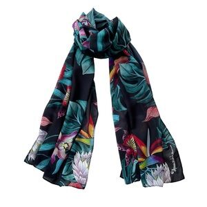 Anuschka Long Colourful Chiffon Scarf with Floral Print, 72” x 24”